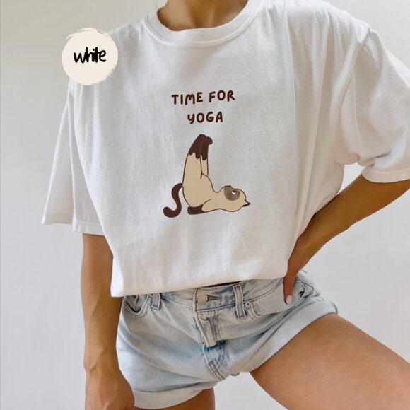 Tops - Yoga Cat Shirt, Cat Yoga Shirt, Funny Cat Shirt, Cute Cat Shirt